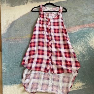Painted threads Plaid Tunic Hi Lo Top S NWOT